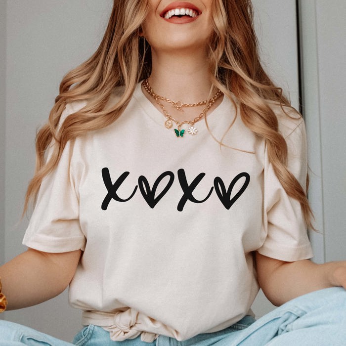 XOXO With Hearts Bella Graphic Tee