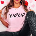 2X Pink XOXO With Hearts Bella Graphic Tee