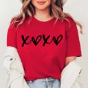 2X Red XOXO With Hearts Bella Graphic Tee