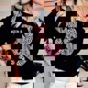 Small Black XOXO Leopard & Watercolor Graphic Sweatshirt