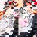 Medium White XOXO Leopard & Watercolor Graphic Sweatshirt