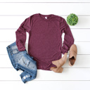 X-Small Maroon Bella + Canvas Ultra Soft Long Sleeve T-Shirt