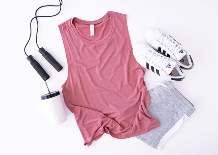 Relaxed Fine Jersey Sleeveless Tank Top / Flowy Muscle Tank Workout Top / Blank Tee
