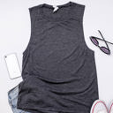 Small Dark Gray Relaxed Fine Jersey Sleeveless Tank Top / Flowy Muscle Tank Workout Top / Blank Tee