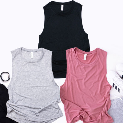 Relaxed Fine Jersey Sleeveless Tank Top / Flowy Muscle Tank Workout Top / Blank Tee