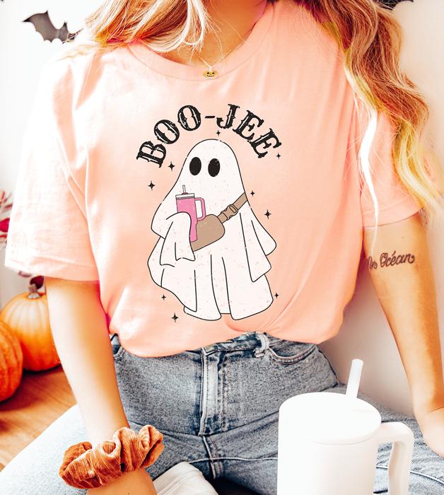 Boo-Jee Ghost Fall Tee Graphic T-shirt Funny Halloween Top