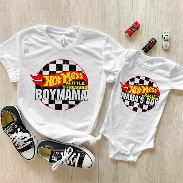 Hot Mess Boy Mama / Mama's Boy / Matching Tees / Baby/Kids