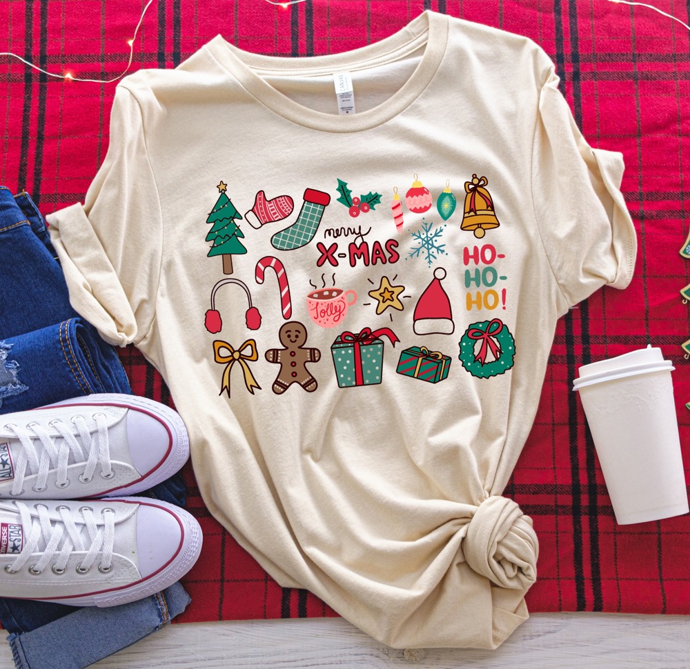 Christmas doodles tee