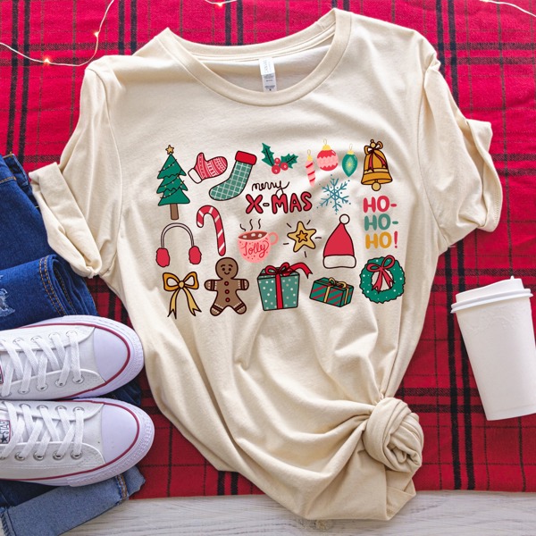 Christmas doodles tee