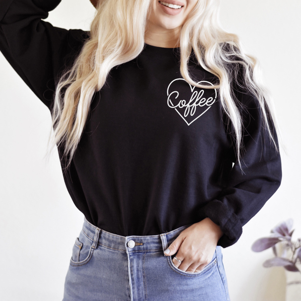 Coffee Heart Pocket Sweatshirt / Women's Sweatshirt 