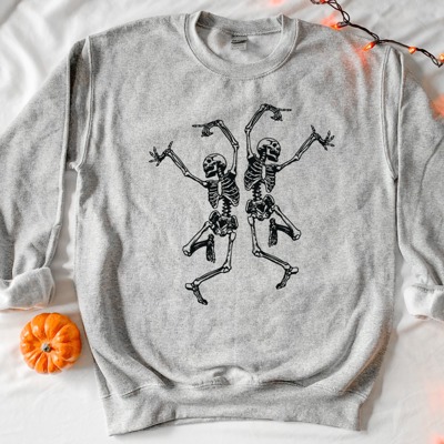 Dancing Skeleton Sweatshirt Women's Fall Halloween Sweater