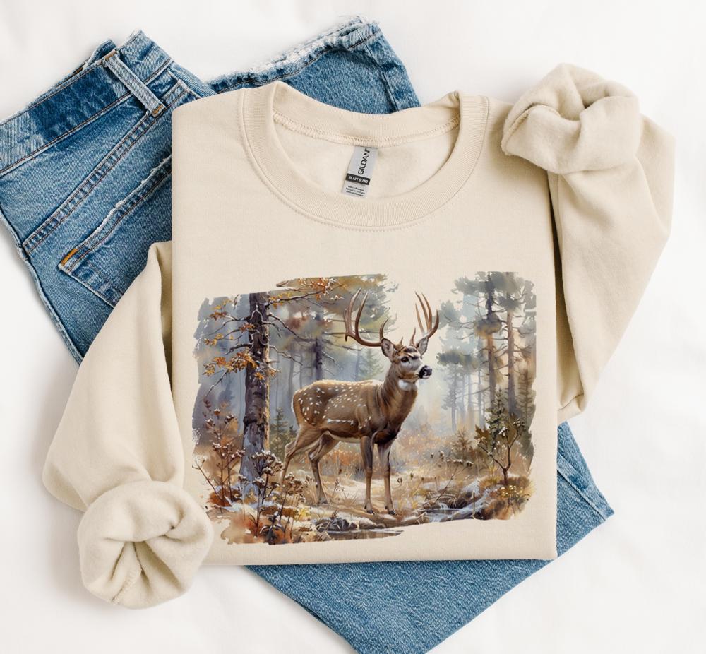 Vintage Deer Sweatshirt, Retro Buck Shirt, Wilderness