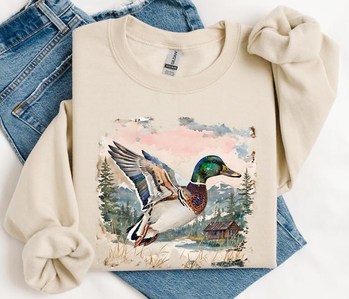 Mallard Duck Sweatshirt Vintage Trendy Women's Pullover