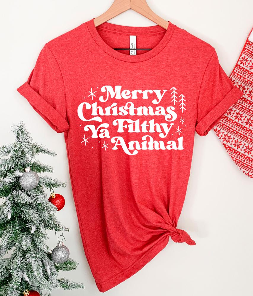 Merry Christmas Ya Filthy Animal Tee