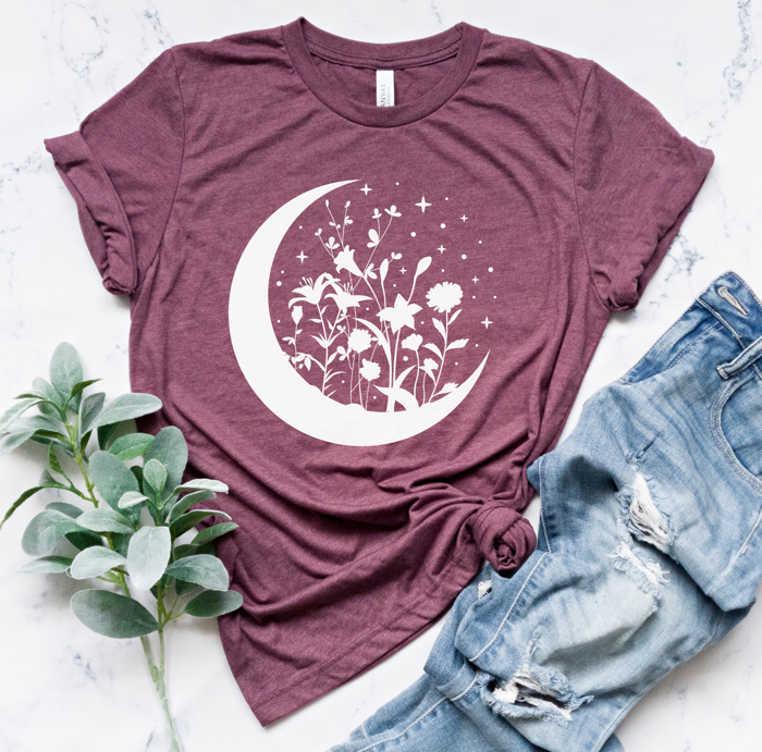 Boho Moon Flowers Graphic Tee SALE