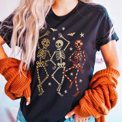 Dancing Skeletons Women's Halloween Fall Tee 