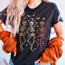  Dancing Skeletons Women's Halloween Fall Tee 