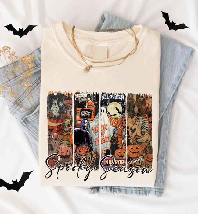 Spooky Season Vintage Halloween Tee Women's Top Fall Graphic Tee