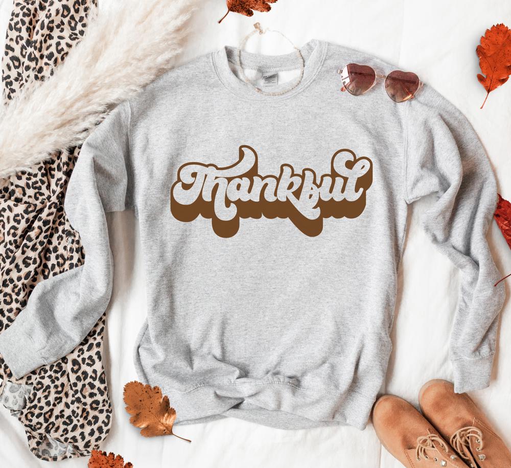 Thankful Retro Sweatshirt / Thanksgiving Sweater