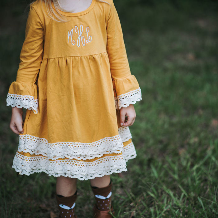 Kids Monogrammed Lace Dress