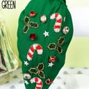 Candy Canes Green Holiday Seed Bead Headband