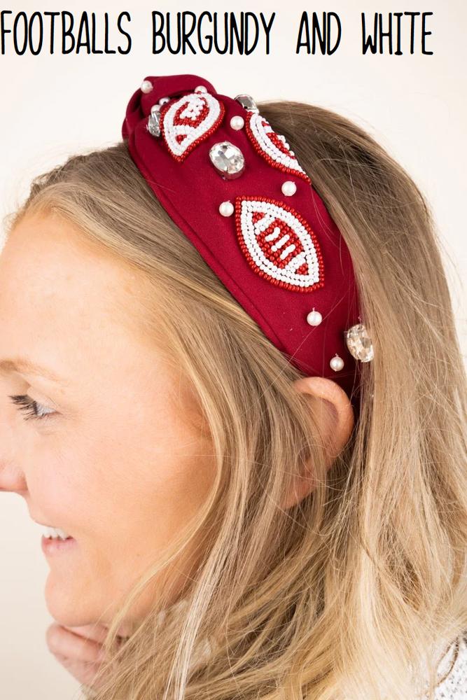 Football Seed Bead Headband