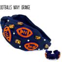 Footballs Navy Orange Football Seed Bead Headband