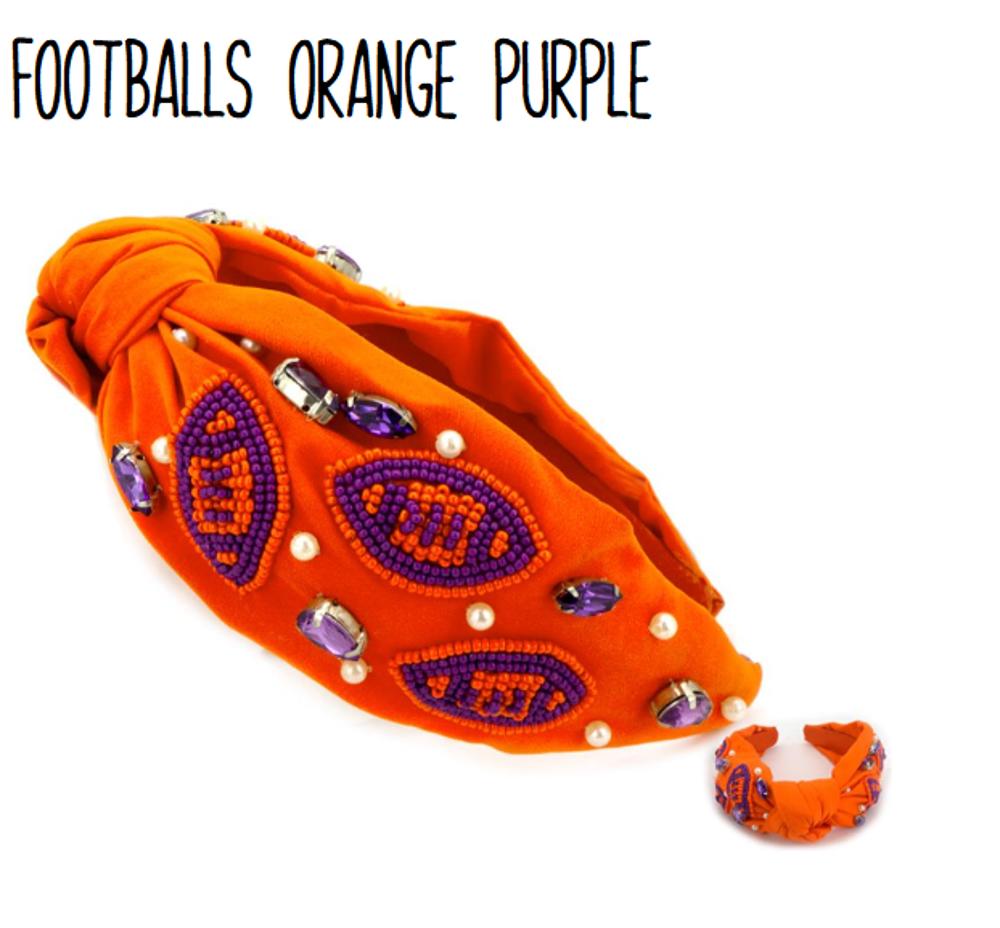 Football Seed Bead Headband