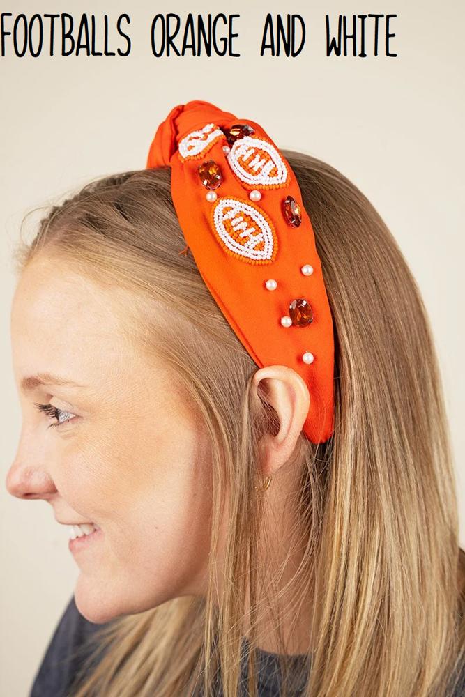 Football Seed Bead Headband