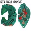 Green Tangled Ornaments Holiday Seed Bead Headband