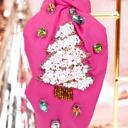 Hot Pink Tree Holiday Seed Bead Headband