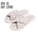 Size 8 Open Toe Gray Leopard (Medium/Large) Women's Cozy Slippers