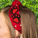 Double Paw Red Black Game Day Seed Bead Headband