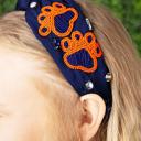 Paws Blue Orange Game Day Seed Bead Headband