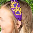 Paws Purple Yellow Game Day Seed Bead Headband