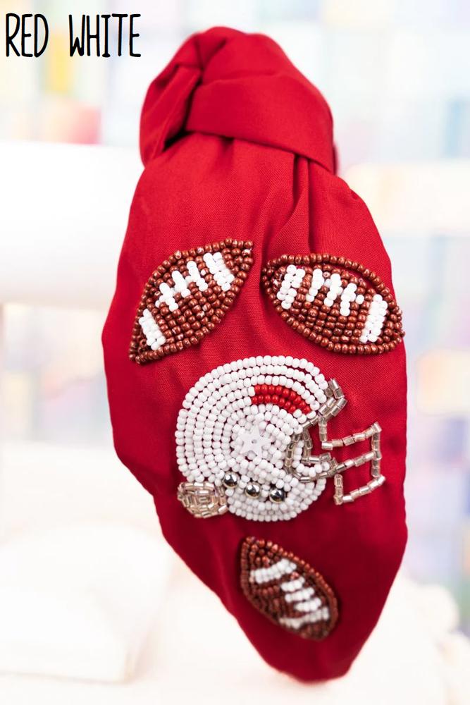 Football Seed Bead Headband