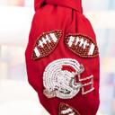 Red White Helmet Football Seed Bead Headband