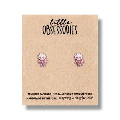 Gingerbread Skeleton Stud Earrings