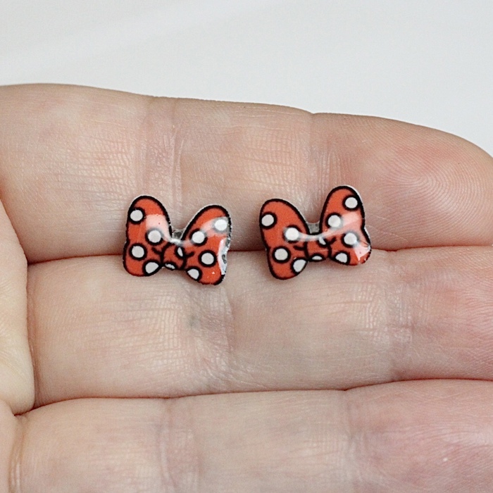 Kids Earrings | Polka Dot Bow Stud Earrings