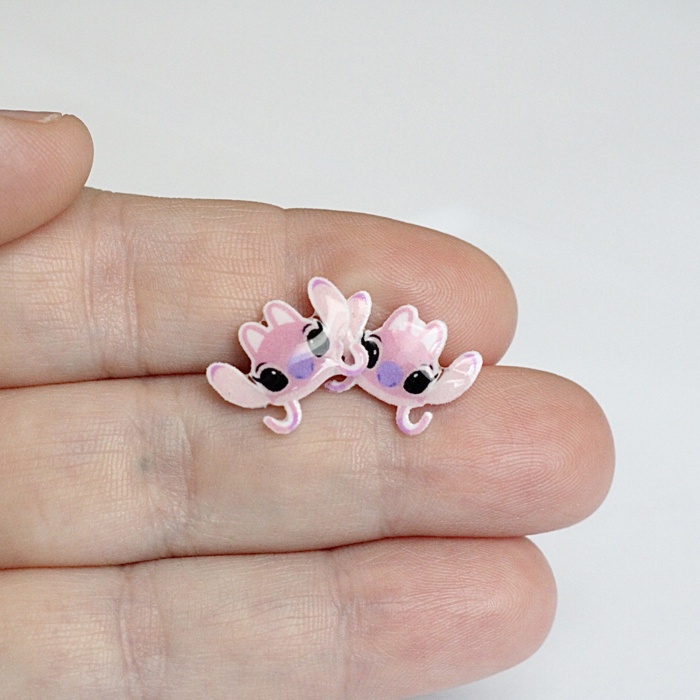 Kids Earrings | Pink Alien Stud Earrings