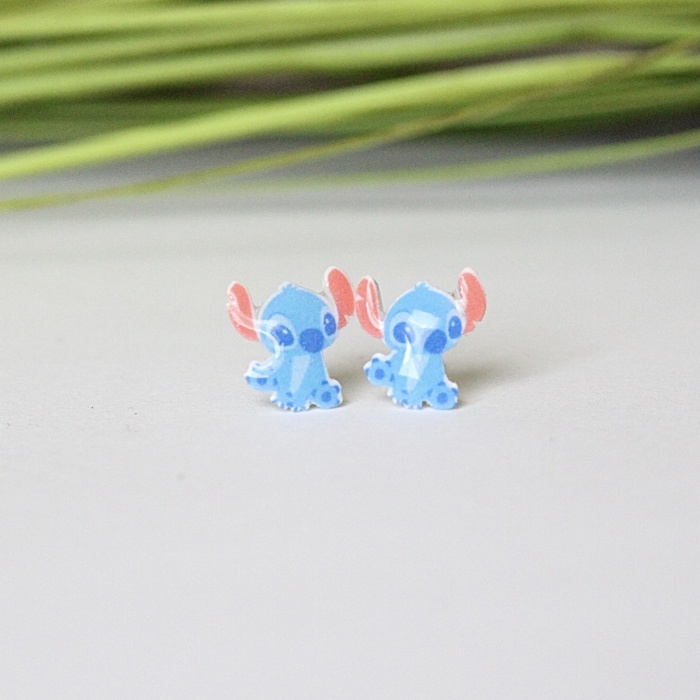 Kids Earrings | Blue Alien Stud Earrings