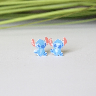 Kids Earrings | Blue Alien Stud Earrings