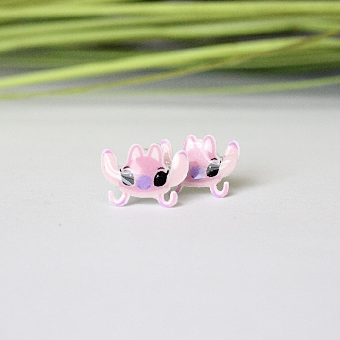 Kids Earrings | Pink Alien Stud Earrings
