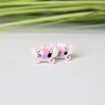 Kids Earrings | Pink Alien Stud Earrings
