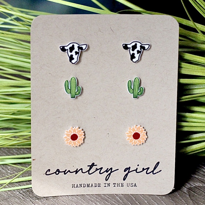 Country Girl Stud Earrings | 3 pack