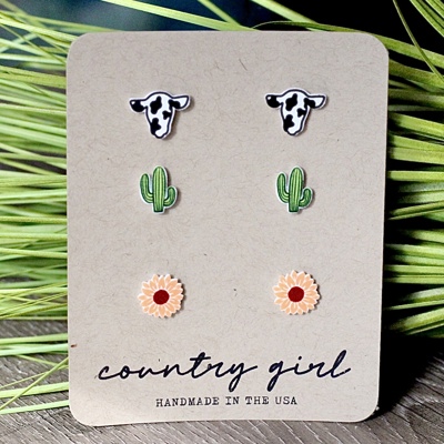 Country Girl Stud Earrings | 3 pack