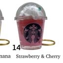 14. Strawberry & Cherry Coffee Keychain | Mini Drink Keychain