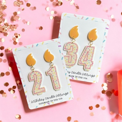Birthday Candle Dangle Earrings | Personalize 