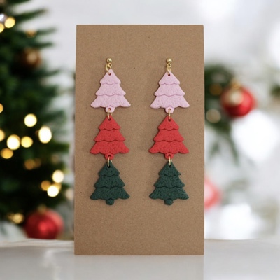 Christmas Tree Dangle Earrings 