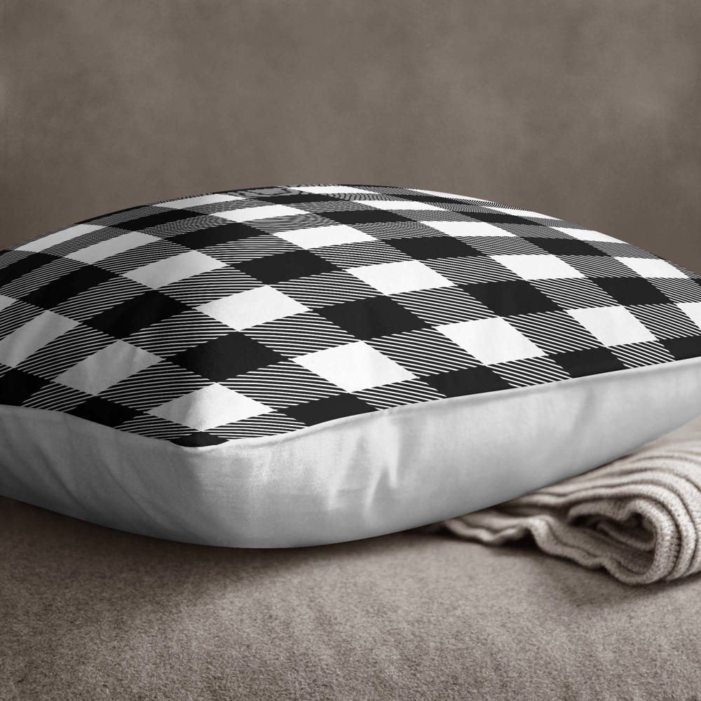 Black and White Plaid—18x18 Pillow Cover